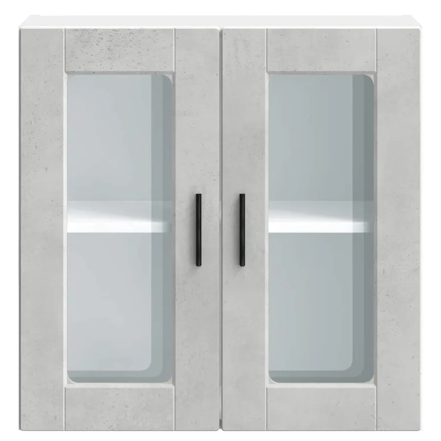 Armoire murale de cuisine avec porte en verre Porto gris béton - 6