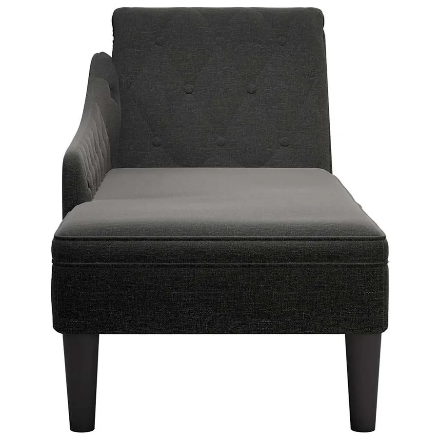 Fauteuil long avec coussin et accoudoir droit noir tissu - 4