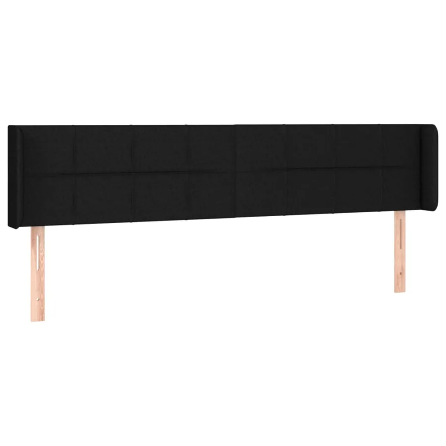 Tête de lit avec oreilles Noir 163x16x78/88 cm Tissu - 2