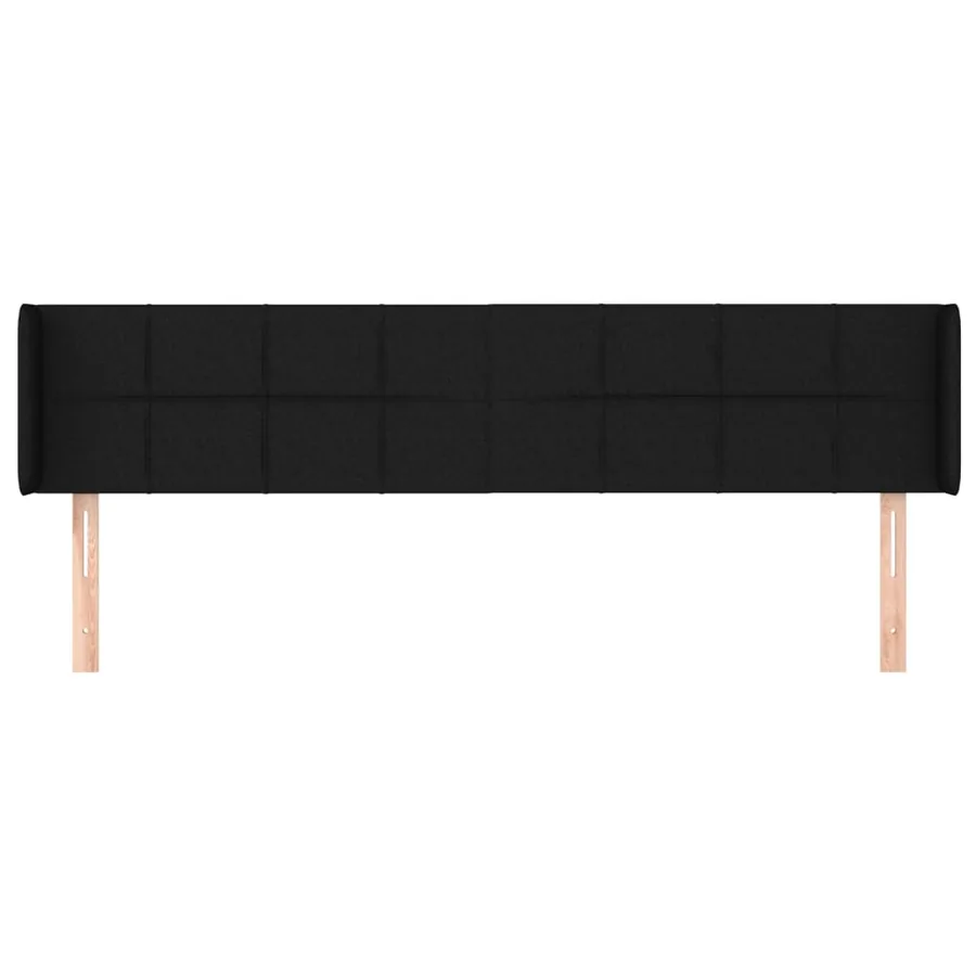 Tête de lit avec oreilles Noir 163x16x78/88 cm Tissu - 3