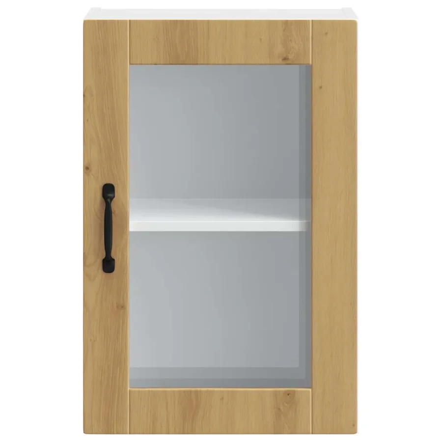 Armoire murale de cuisine porte en verre Porto chêne artisanal - 6