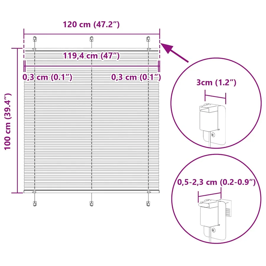 Store plissé crème 120x100cm largeur du tissu 119,4cm polyester - 14