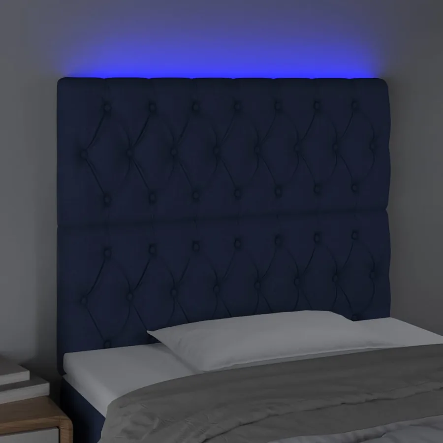 Tête de lit à LED Bleu 90x7x118/128 cm Tissu - 3