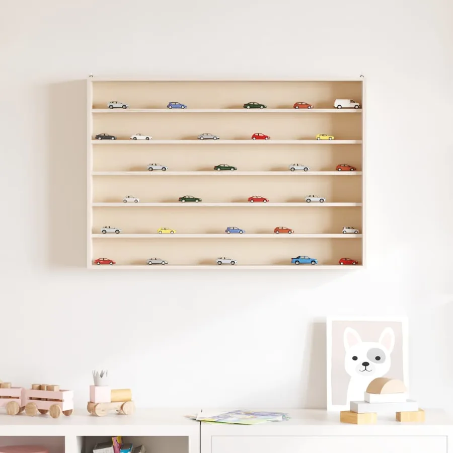 Vitrine de collection en bois avec 6 étagères 80x8,5x55 cm - 3