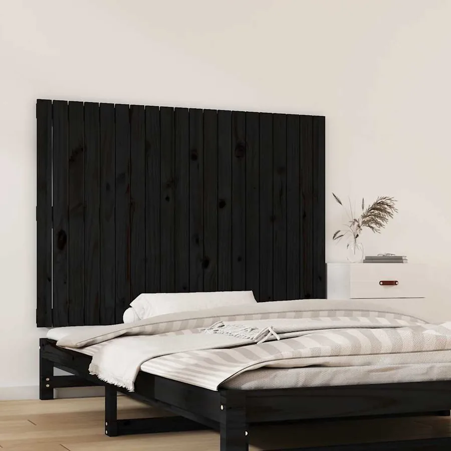 Tête de lit murale Noir 127,5x3x90 cm Bois massif de pin - 3