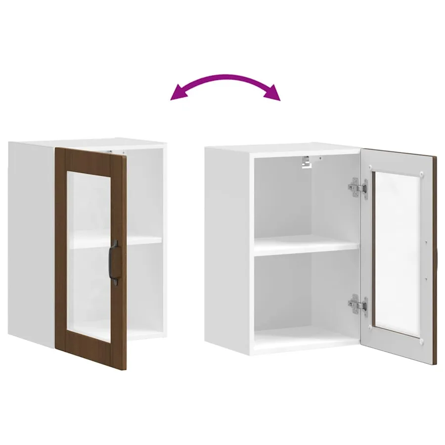 Armoire murale de cuisine et porte en verre Porto chêne marron - 10