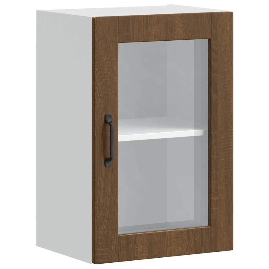Armoire murale de cuisine et porte en verre Porto chêne marron - 2