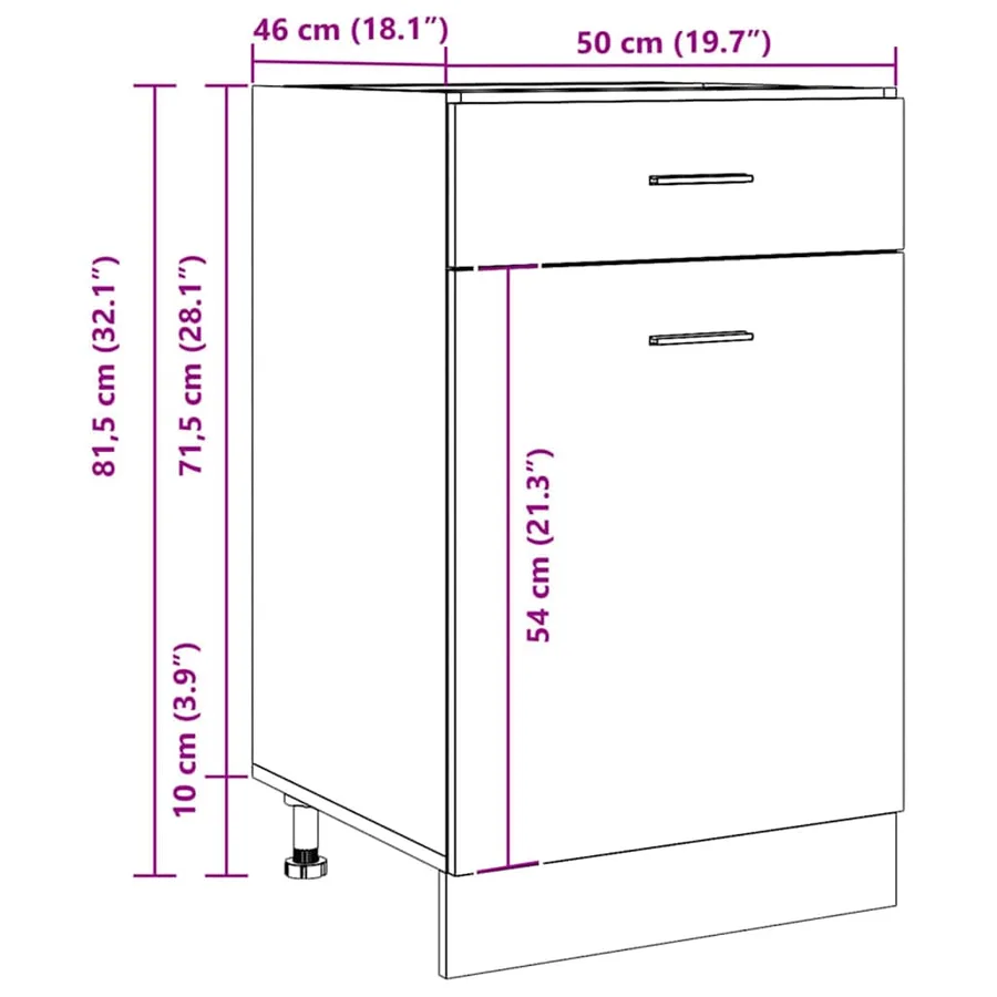 Armoire à tiroirs "Lyon" Chêne artisanal 50 x 46 x 81,5 cm Bois d'ingénierie - 12