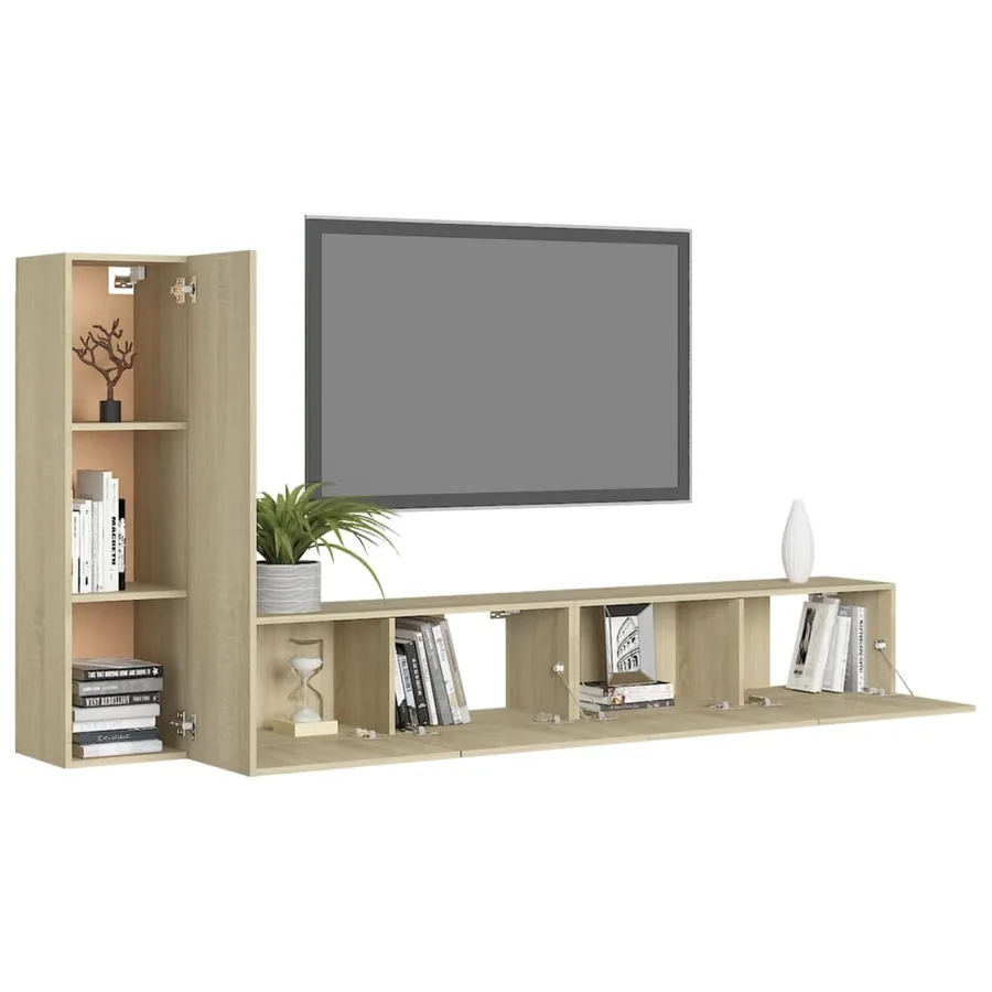 Ensemble de meubles TV 3 pcs Chêne sonoma Bois d'ingénierie - 3