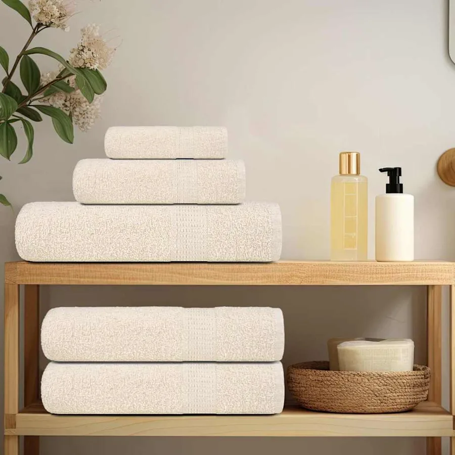 Serviettes de sauna FROGN 4 pcs crème 80x200 cm 360 g/m² - 3