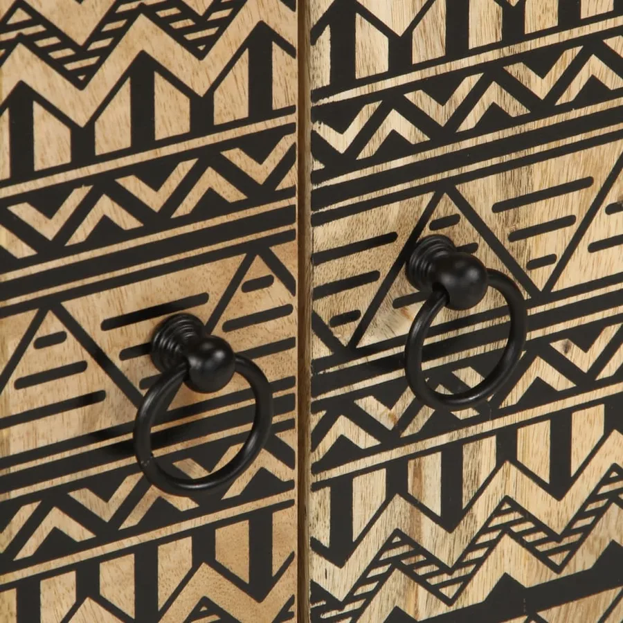 Armoire lavabo de salle de bain noir bois massif de manguier - 8