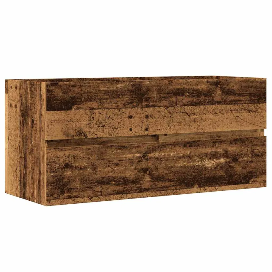 Armoire lavabo vieux bois 100x38,5x45 cm bois d'ingénierie - 2