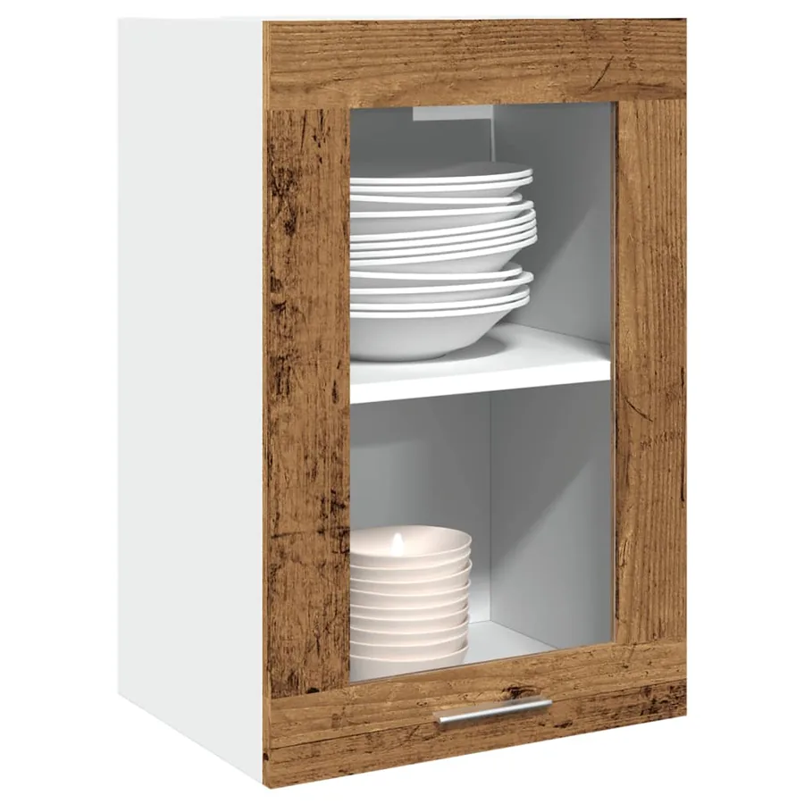 Vitrine suspendue "Lyon" Bois ancien 40 x 31 x 60 cm Bois d'ingénierie