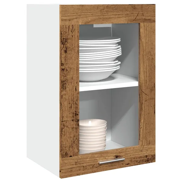 Vitrine suspendue "Lyon" Bois ancien 40 x 31 x 60 cm Bois d'ingénierie