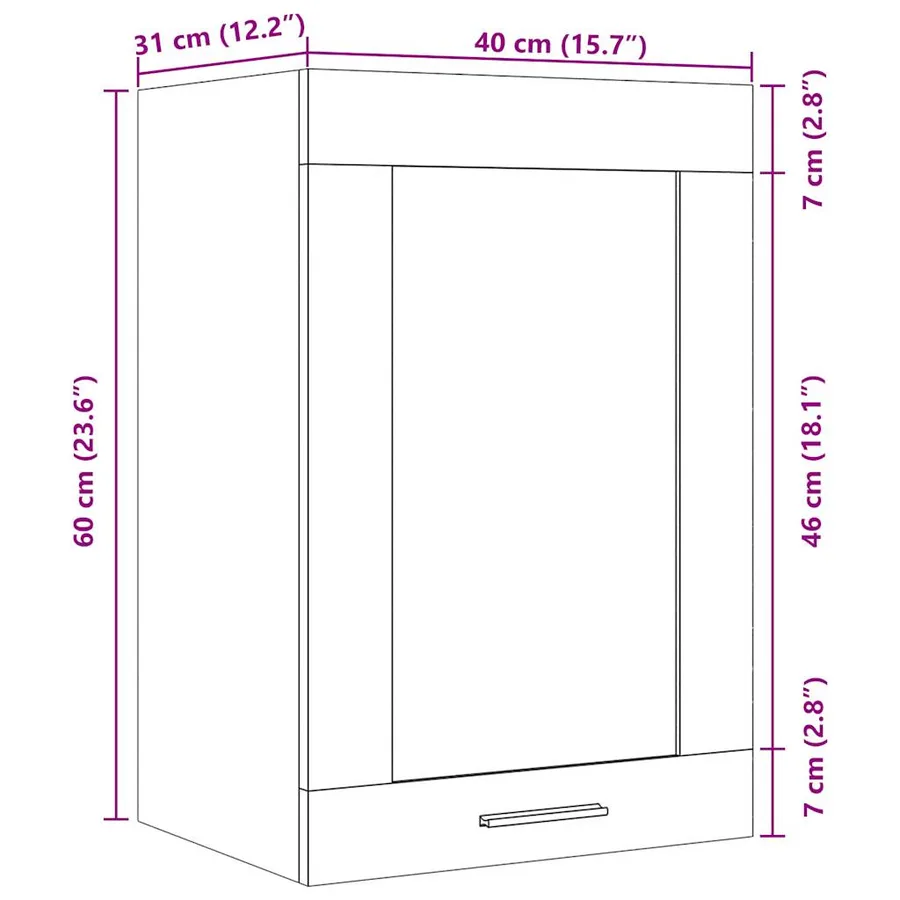 Vitrine suspendue "Lyon" Bois ancien 40 x 31 x 60 cm Bois d'ingénierie - 13