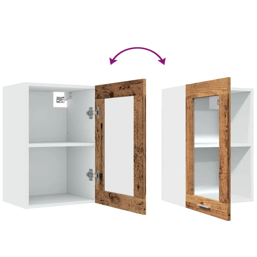 Vitrine suspendue "Lyon" Bois ancien 40 x 31 x 60 cm Bois d'ingénierie - 8