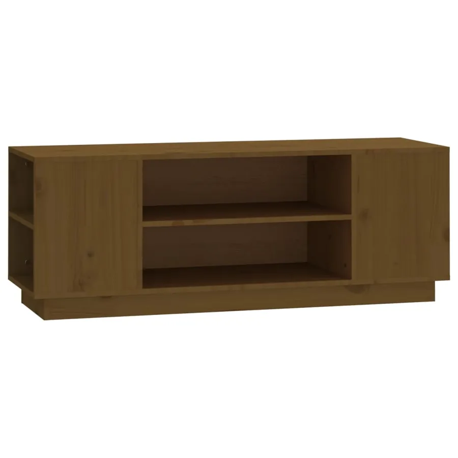 Meuble TV Marron miel 110x35x40,5 cm Bois de pin massif - 2