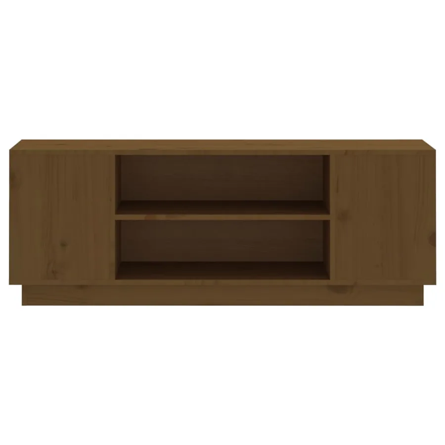 Meuble TV Marron miel 110x35x40,5 cm Bois de pin massif - 5