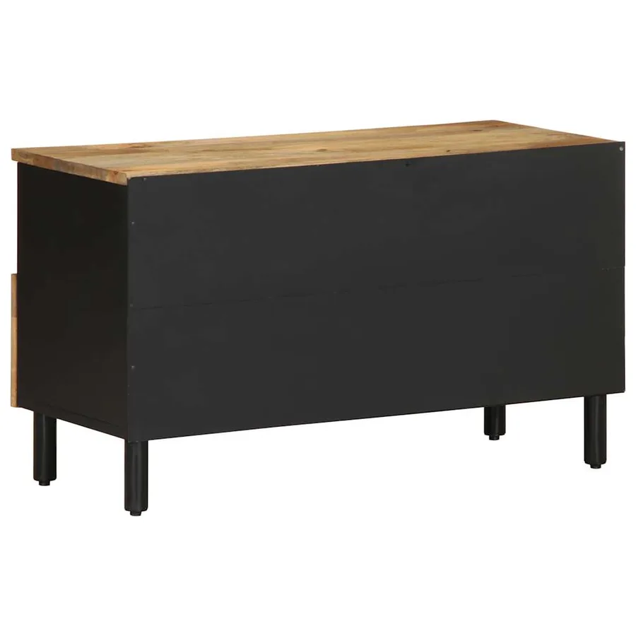 Meuble TV noir 80x33,5x46 cm bois massif manguier brut - 5