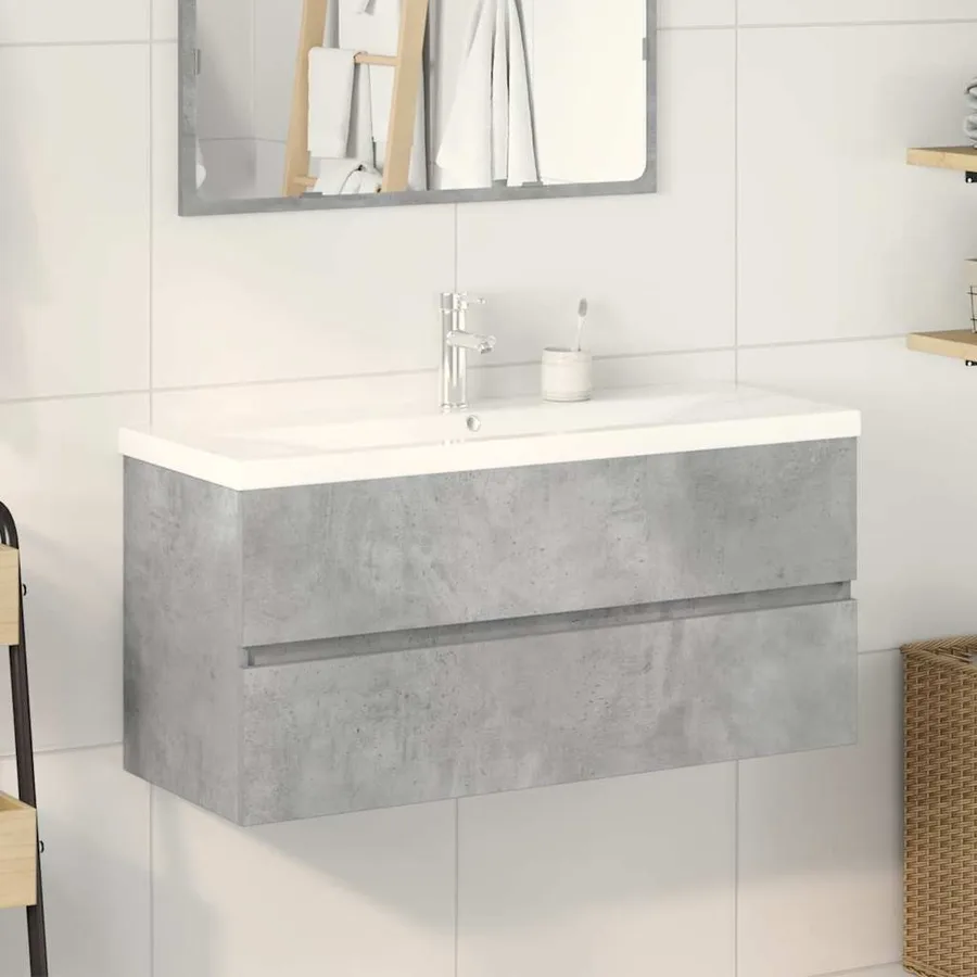 Ensemble de meubles de salle de bain 2 pcs gris béton - 3
