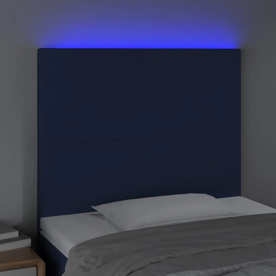 Tête de lit à LED Bleu 100x5x118/128 cm Tissu - 3
