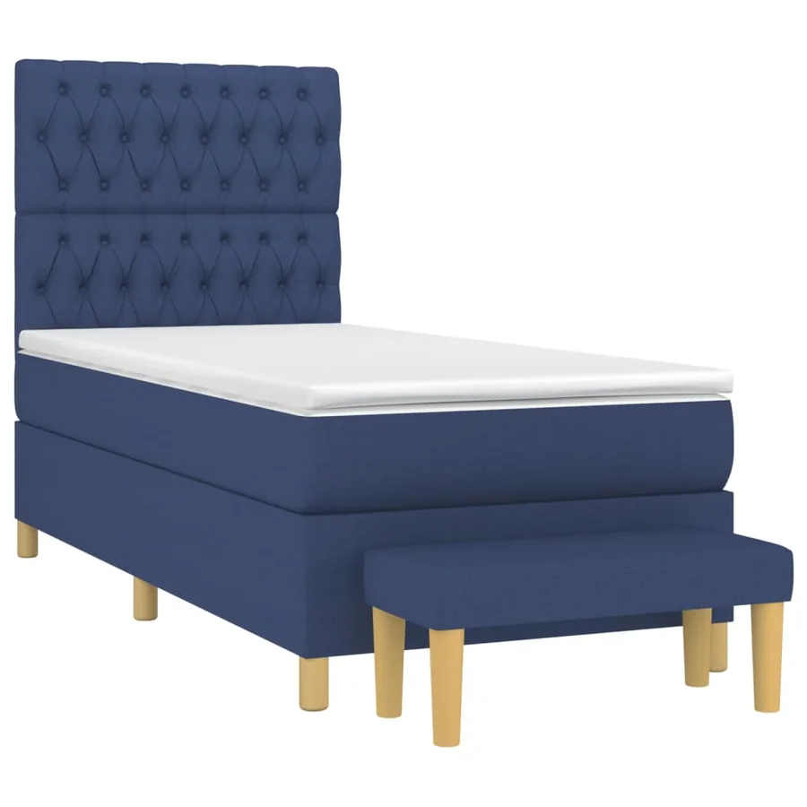 Sommier à lattes de lit avec matelas Bleu 90x190 cm Tissu - 3