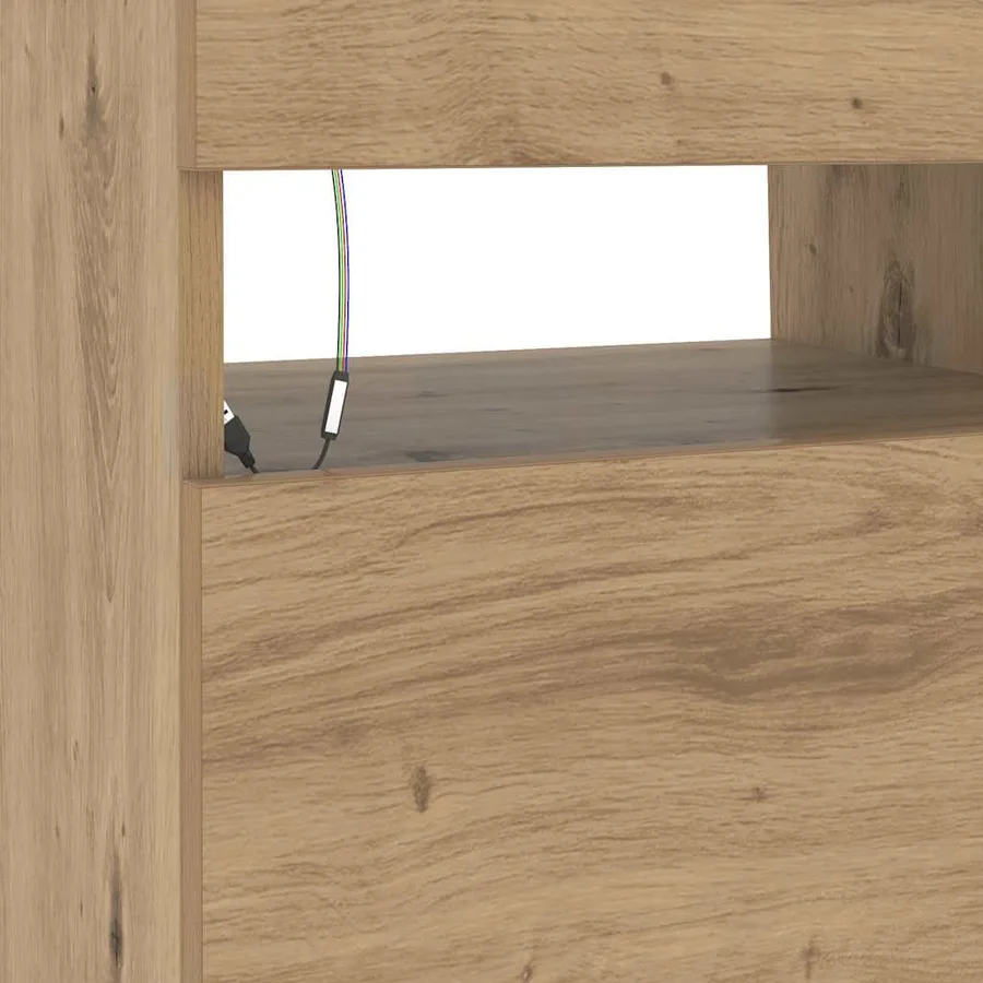 Meuble TV avec lumières LED chêne artisanal bois d'ingénierie - 10