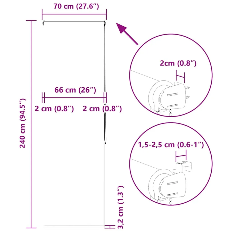 Store enrouleur de douche 70x240 cm largeur du tissu 66 cm - 15