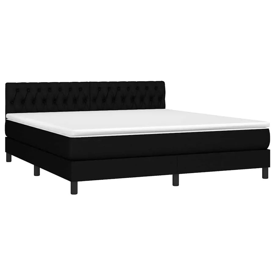 Sommier à lattes de lit avec matelas LED Noir 180x200 cm Tissu - 3