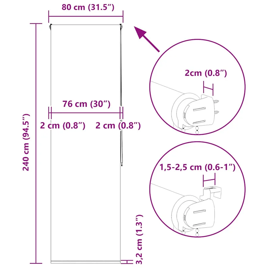 Store enrouleur de douche 80x240 cm largeur du tissu 76 cm - 15