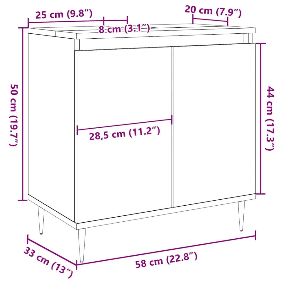 Armoire de salle de bain vieux bois 58x33x60 cm bois ingénierie - 11