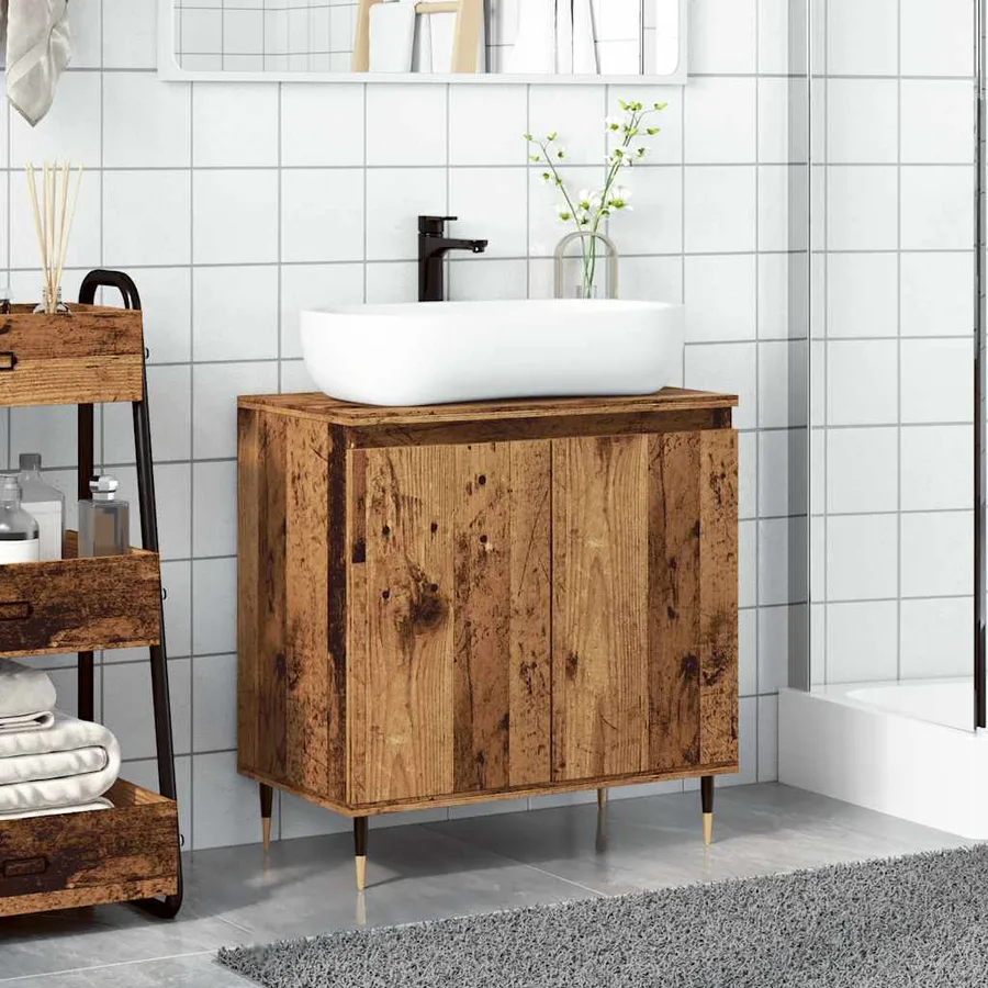 Armoire de salle de bain vieux bois 58x33x60 cm bois ingénierie - 3