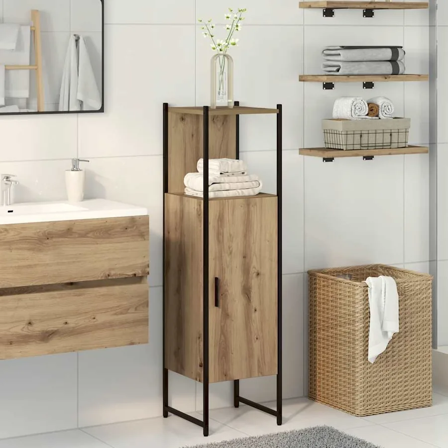 Armoire de salle de bain chêne artisanal 33x33x120,5 cm