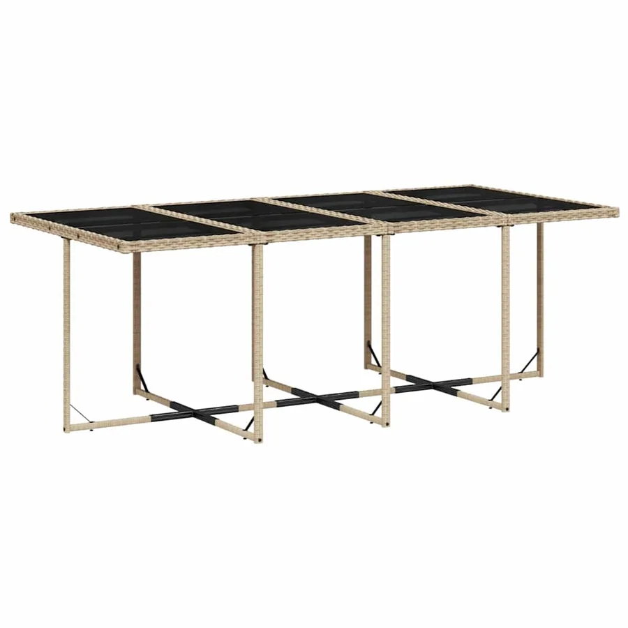 Ensemble à manger de jardin et coussins 9 pcs beige Poly rotin - 4