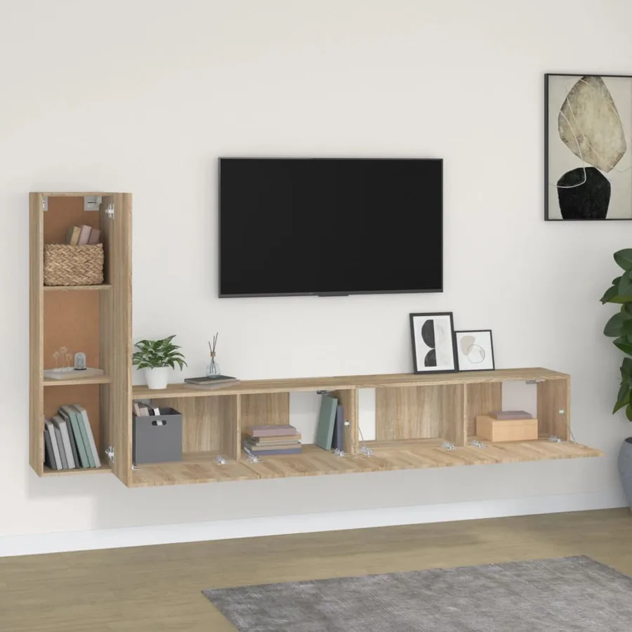 Ensemble de meubles TV 3 pcs Chêne sonoma Bois d'ingénierie - 3
