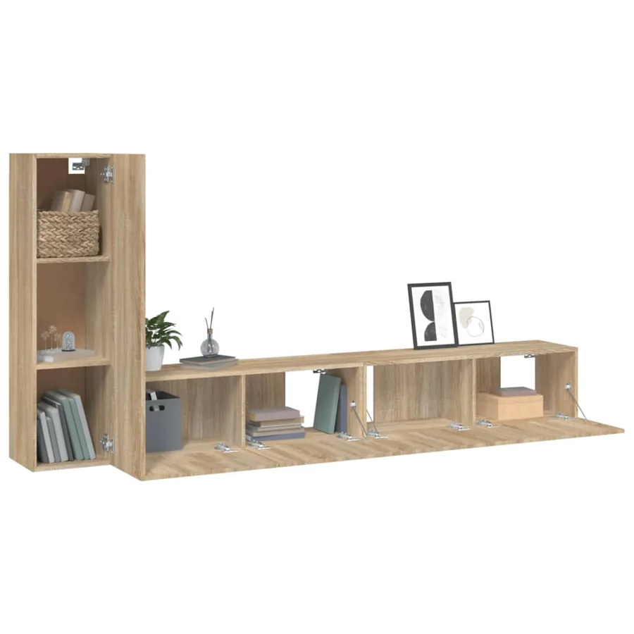 Ensemble de meubles TV 3 pcs Chêne sonoma Bois d'ingénierie - 4
