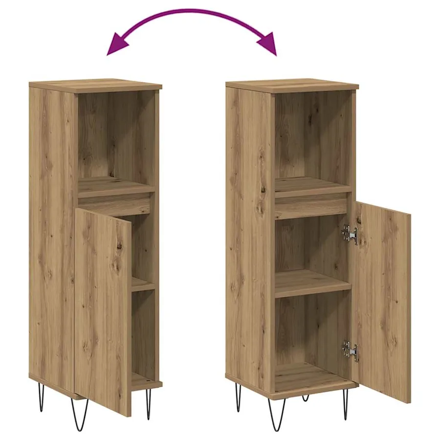 Armoire de salle de bain chêne artisanal 30x30x100 cm - 7