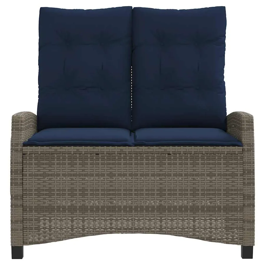 Banc inclinable de jardin avec coussins gris résine tressée - 3
