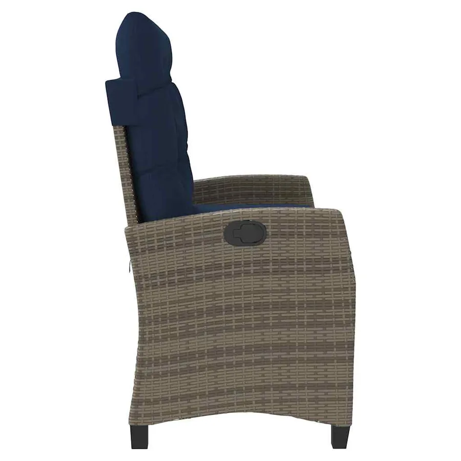 Banc inclinable de jardin avec coussins gris résine tressée - 4