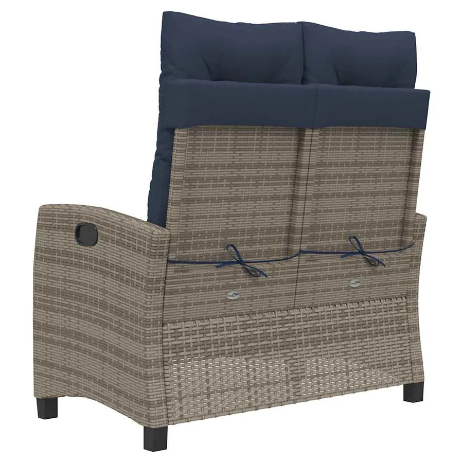 Banc inclinable de jardin avec coussins gris résine tressée - 5