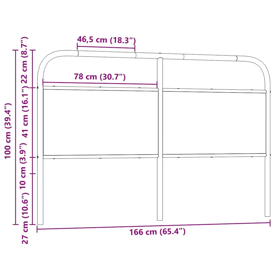 Tête de lit de remplacement chêne fumé 160 cm acier et bois d'ingénierie - 7