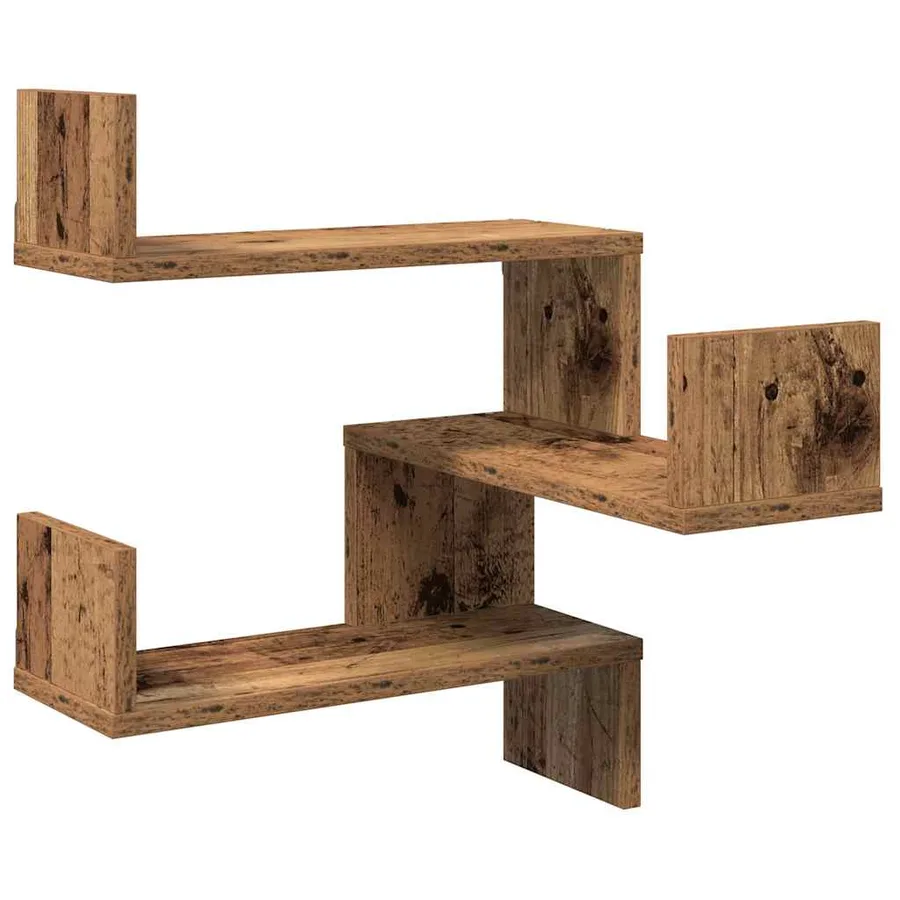 Étagère d'angle murale vieux bois 40x40x49,5 cm bois ingénierie - 2