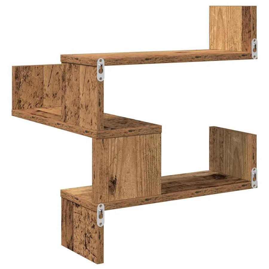 Étagère d'angle murale vieux bois 40x40x49,5 cm bois ingénierie - 6