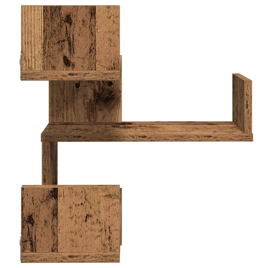 Étagère d'angle murale vieux bois 40x40x49,5 cm bois ingénierie - 7