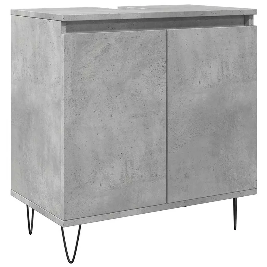 Armoire de bain gris béton 58x33x60 cm bois d'ingénierie - 2