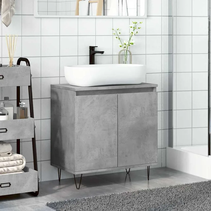 Armoire de bain gris béton 58x33x60 cm bois d'ingénierie - 3