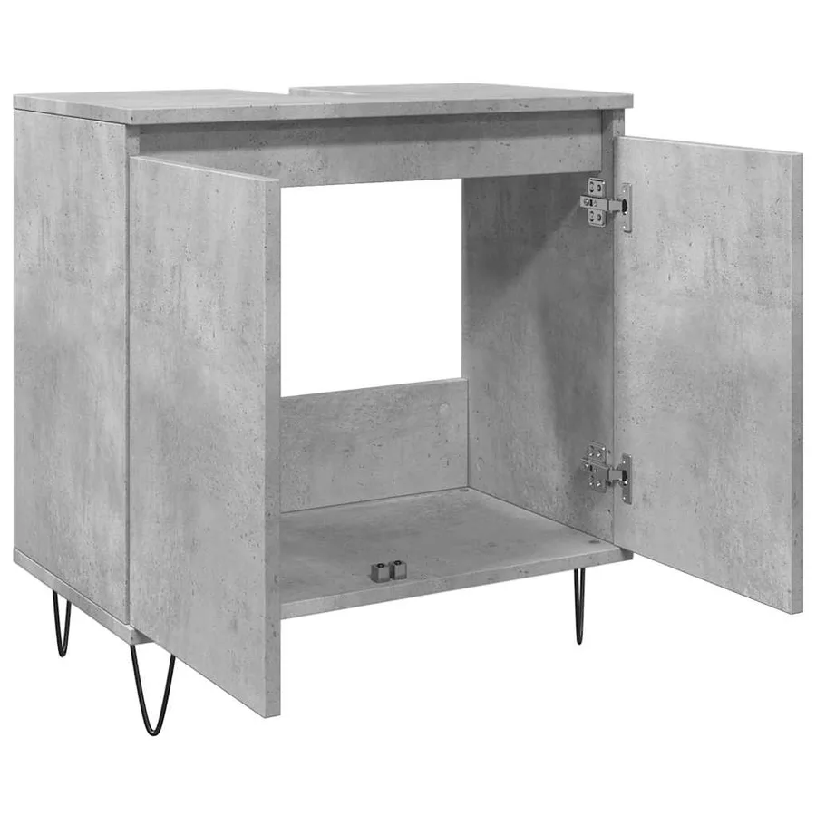 Armoire de bain gris béton 58x33x60 cm bois d'ingénierie - 8