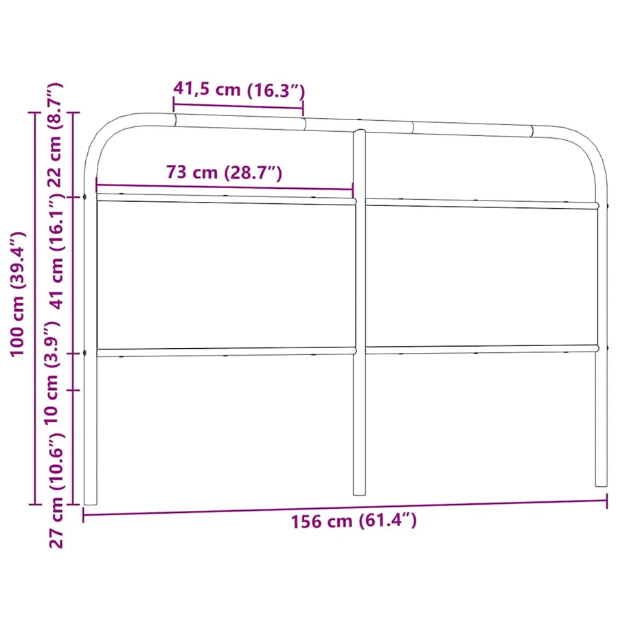 Tête de lit de remplacement chêne sonoma 150 cm acier et bois d'ingénierie - 7