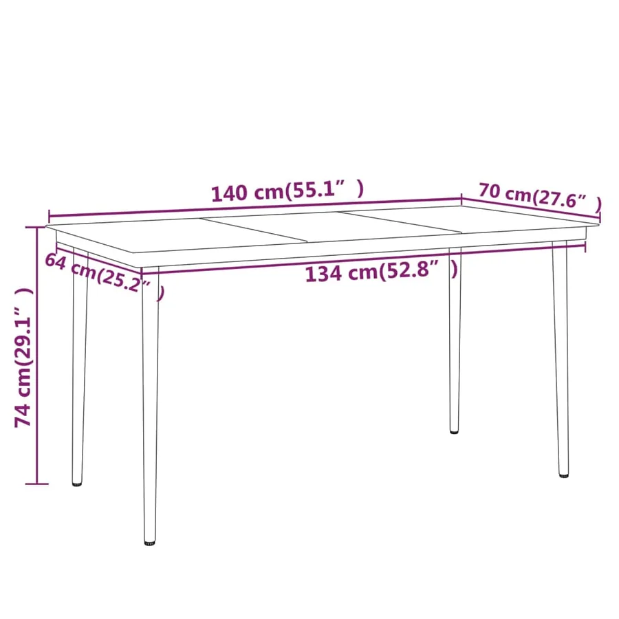 Ensemble à manger de jardin 5 pcs Noir - 8