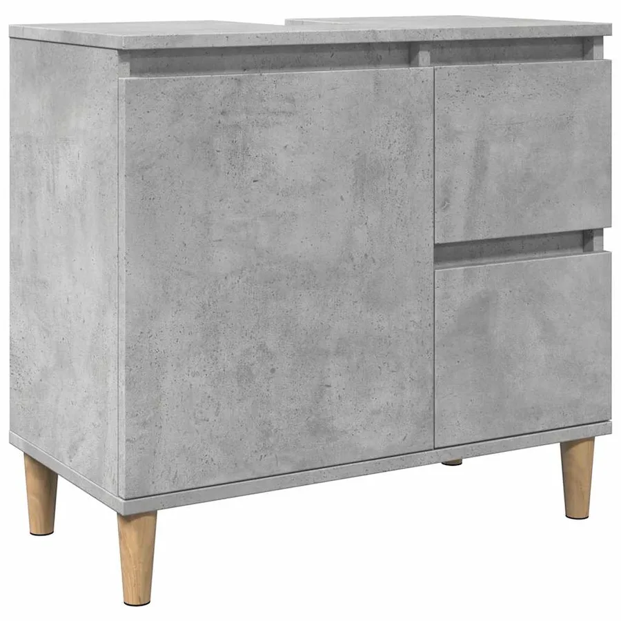 Armoire d'évier gris béton 65x33x60 cm bois d'ingénierie - 2